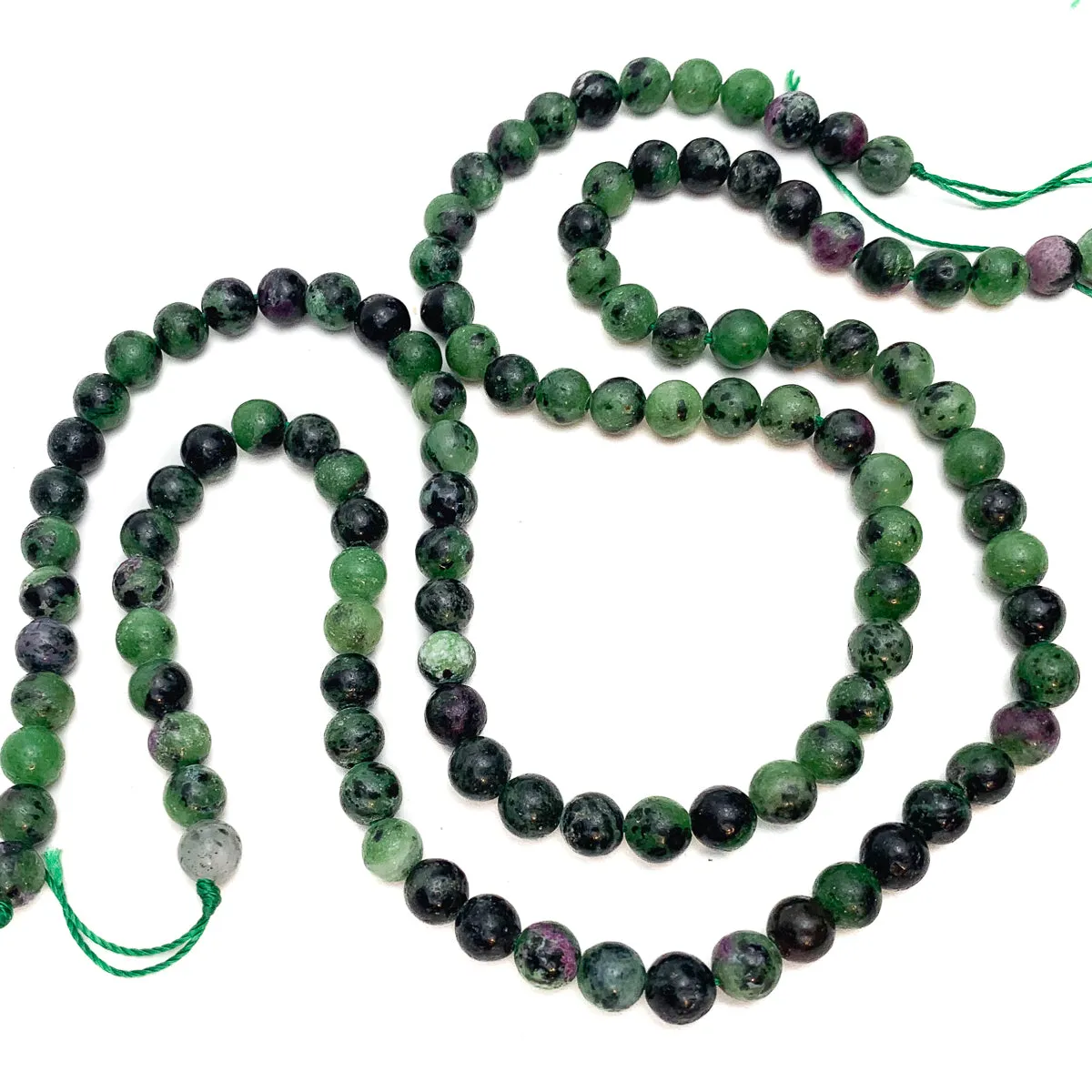 Ruby Zoisite 7mm Smooth Rounds Bead Strand