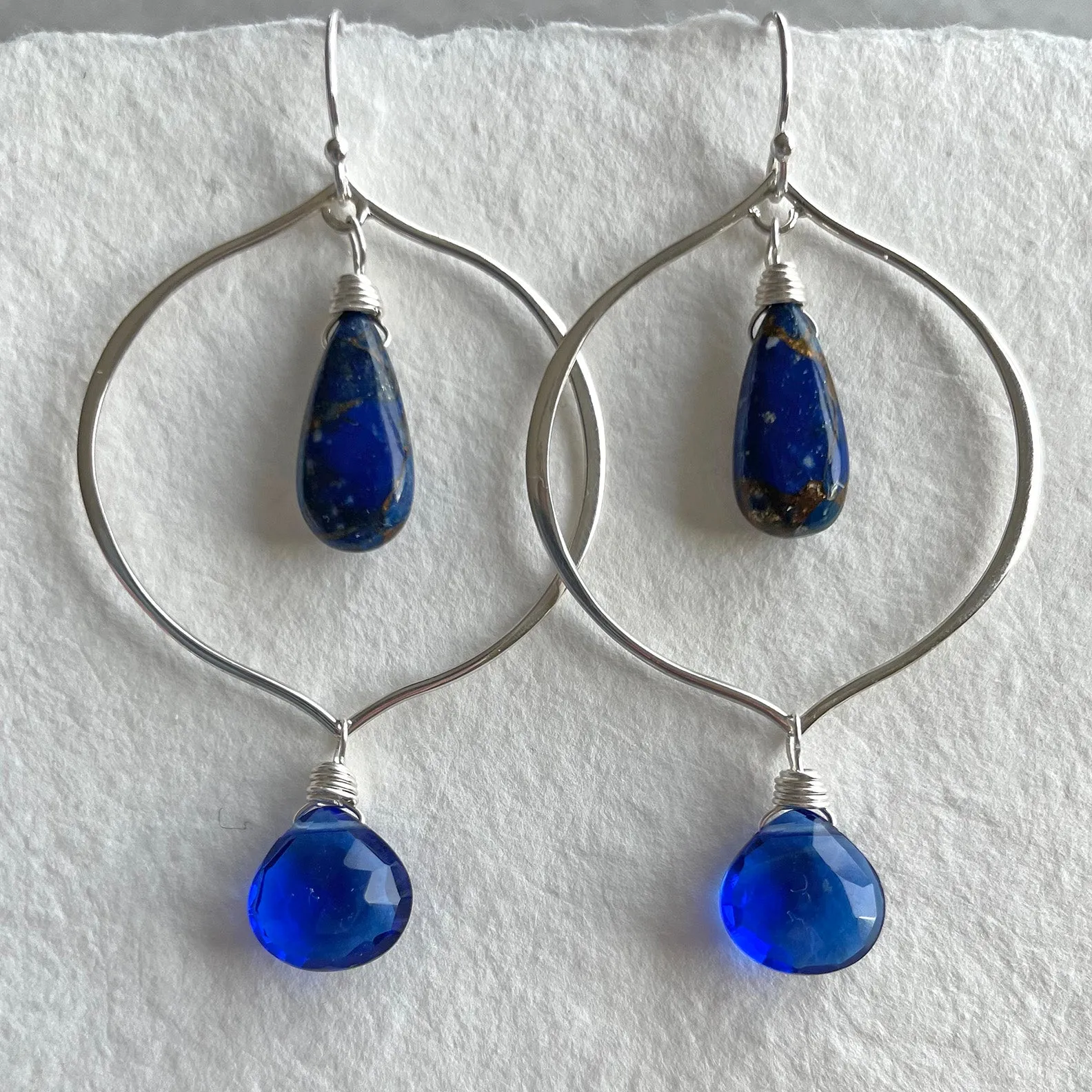 Sapphire Blue Sofia Hoop Earrings, OOAK, no1