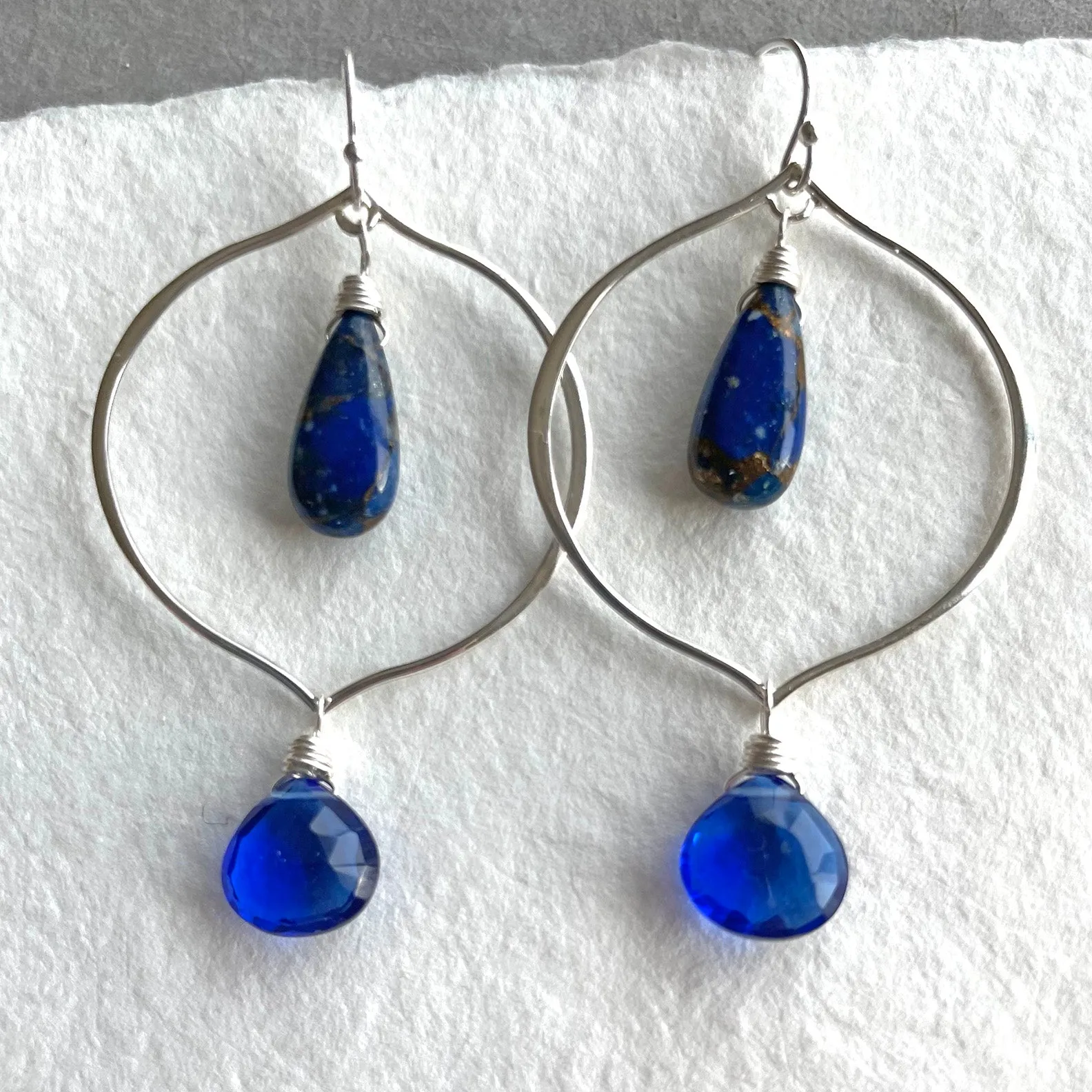 Sapphire Blue Sofia Hoop Earrings, OOAK, no1