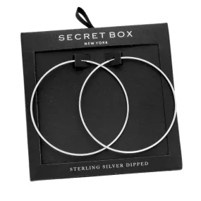 Secret Box Sterling Silver Dipped Metal Hoop Earrings