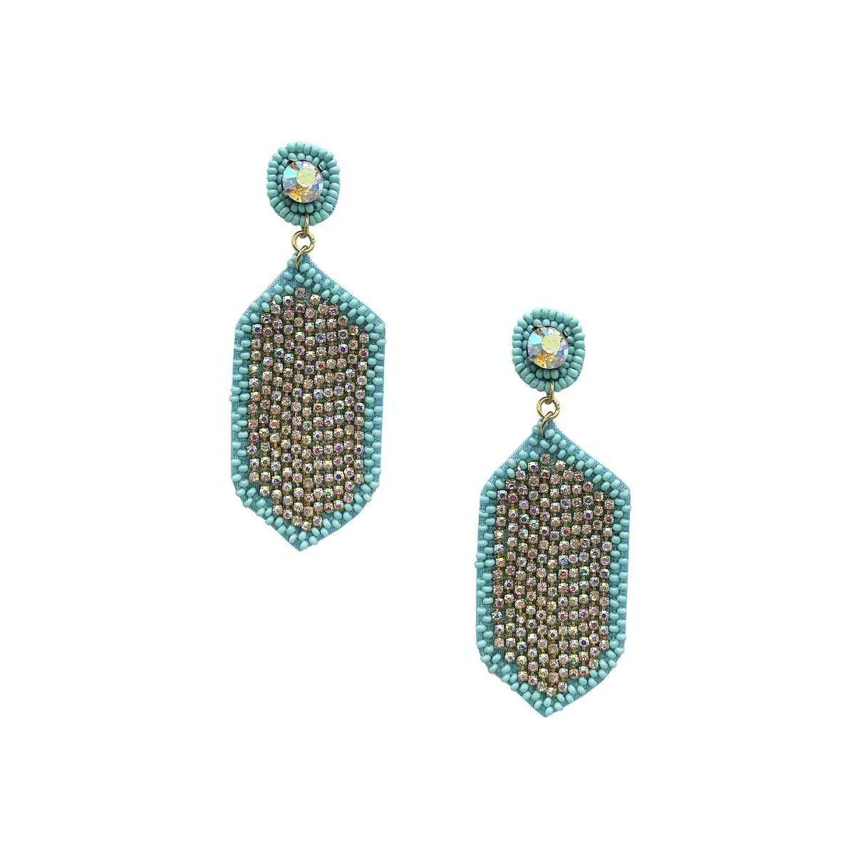 Seed Bead Rhinestone Hexagon Dangle Earring