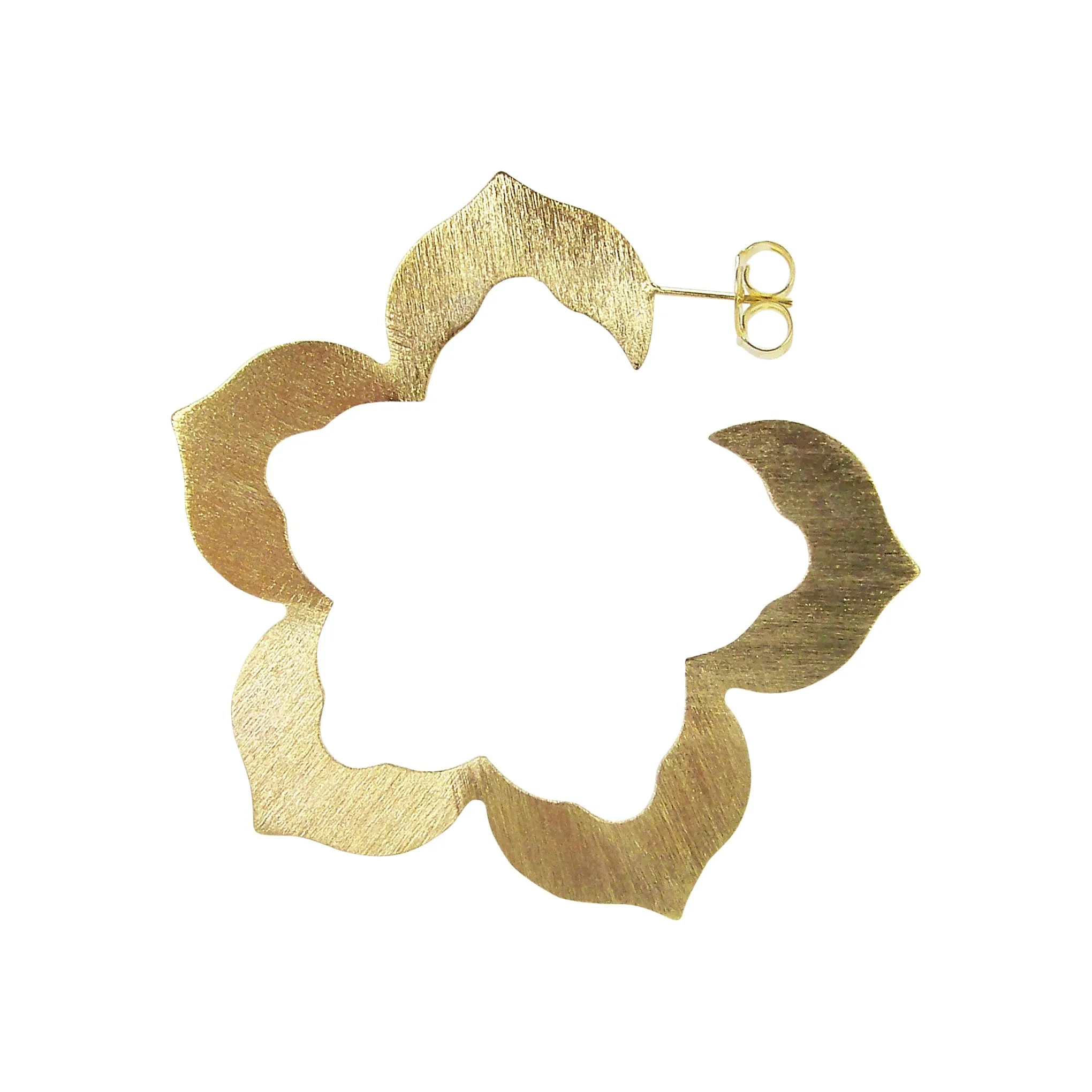 Sheila Fajl Flora Flower Inspired Hoop Earrings in Brushed Gold Plated