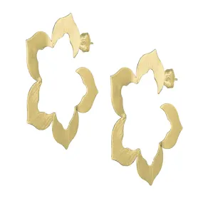 Sheila Fajl Flora Flower Inspired Hoop Earrings in Brushed Gold Plated