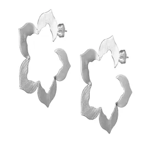 Sheila Fajl Flora Flower Inspired Hoop Earrings in Brushed Silver Plated