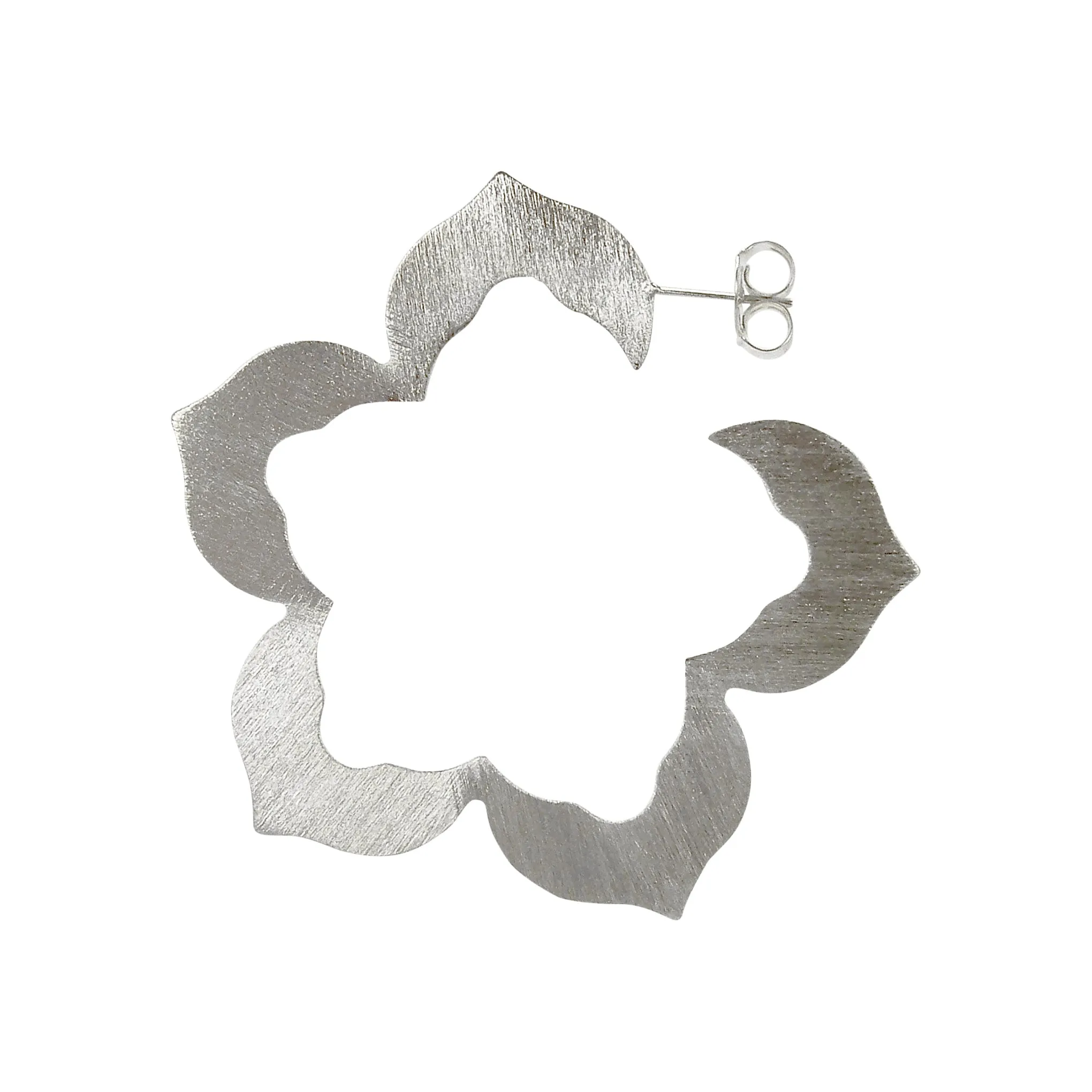 Sheila Fajl Flora Flower Inspired Hoop Earrings in Brushed Silver Plated