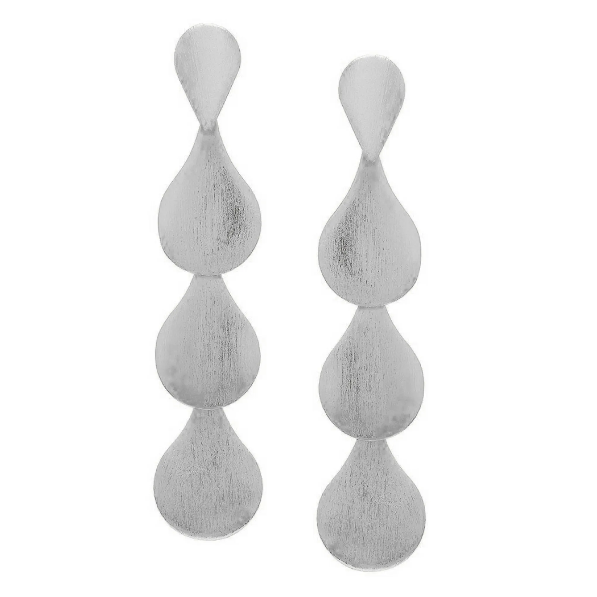 Sheila Fajl Harper Dangle Teardrop Earrings in Brushed Silver Plated