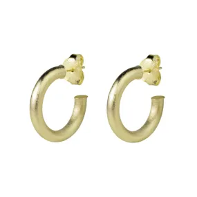 Sheila Fajl Thin Tiny Chantal Hoop Earrings in Brushed Gold Plated