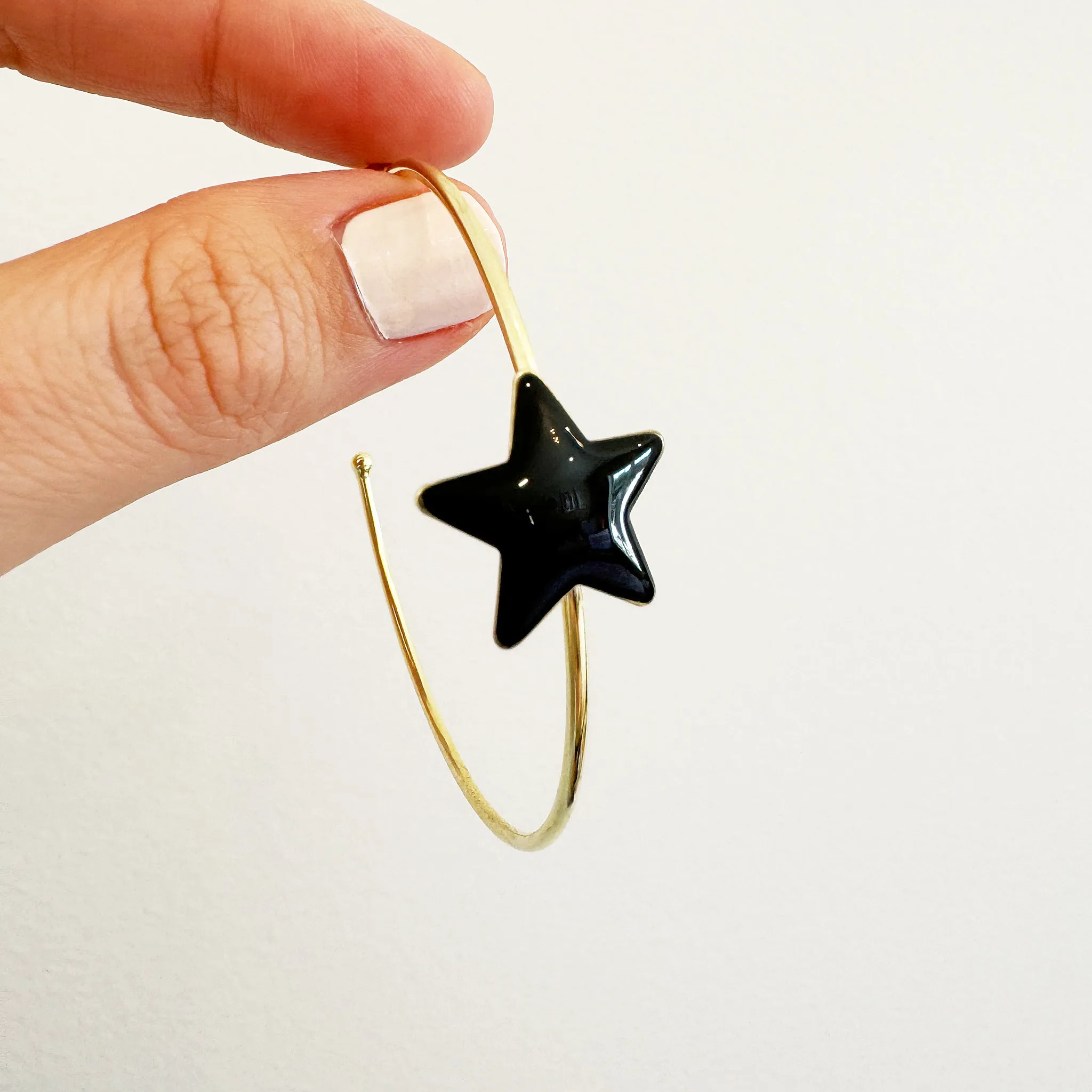 Sheila Fajl Ursa Star Hoops in Black Resin and Gold Plated