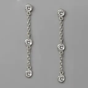 Silver Chain CZ Earrings