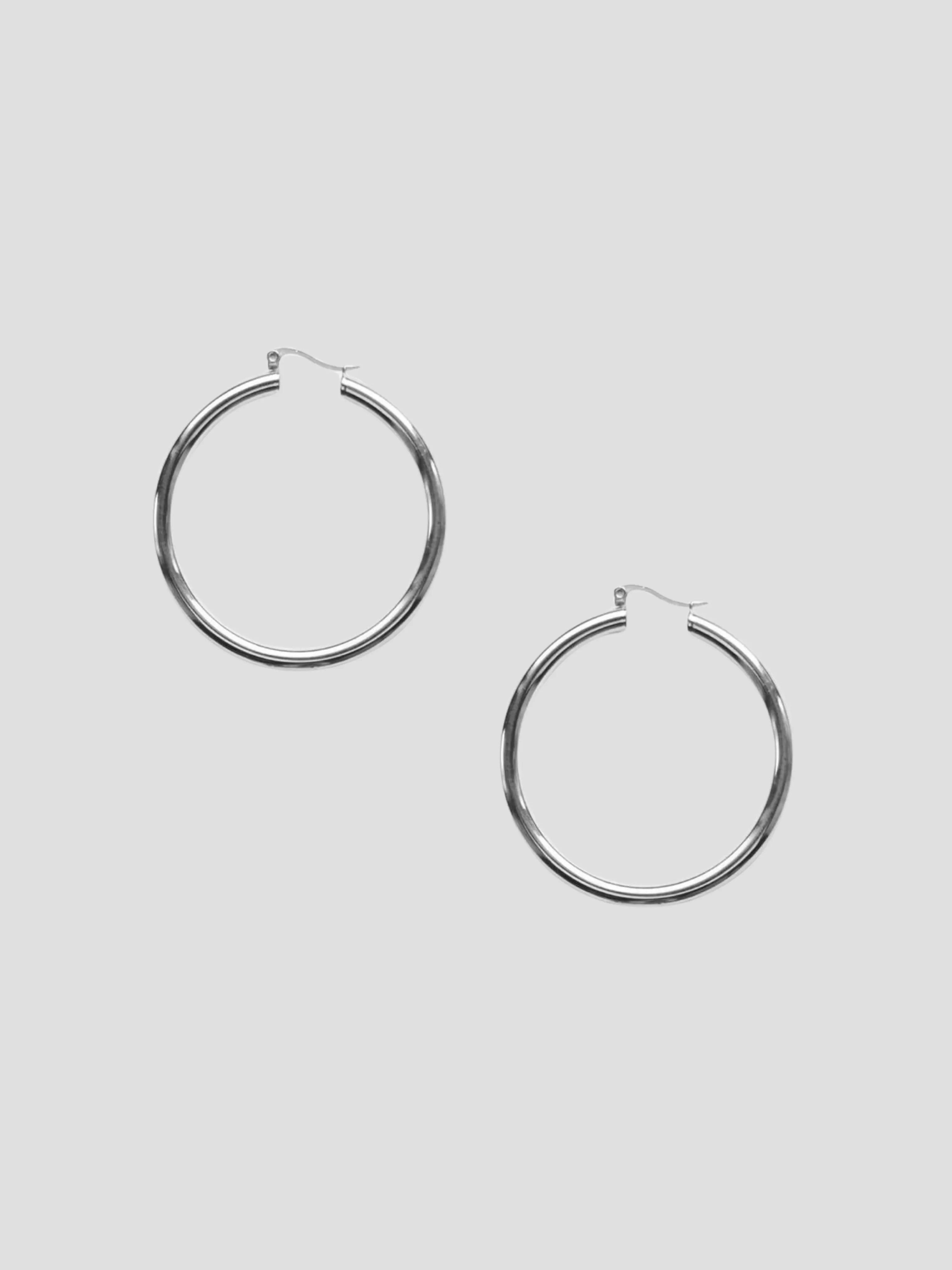 Silver Large Sleek Hoops