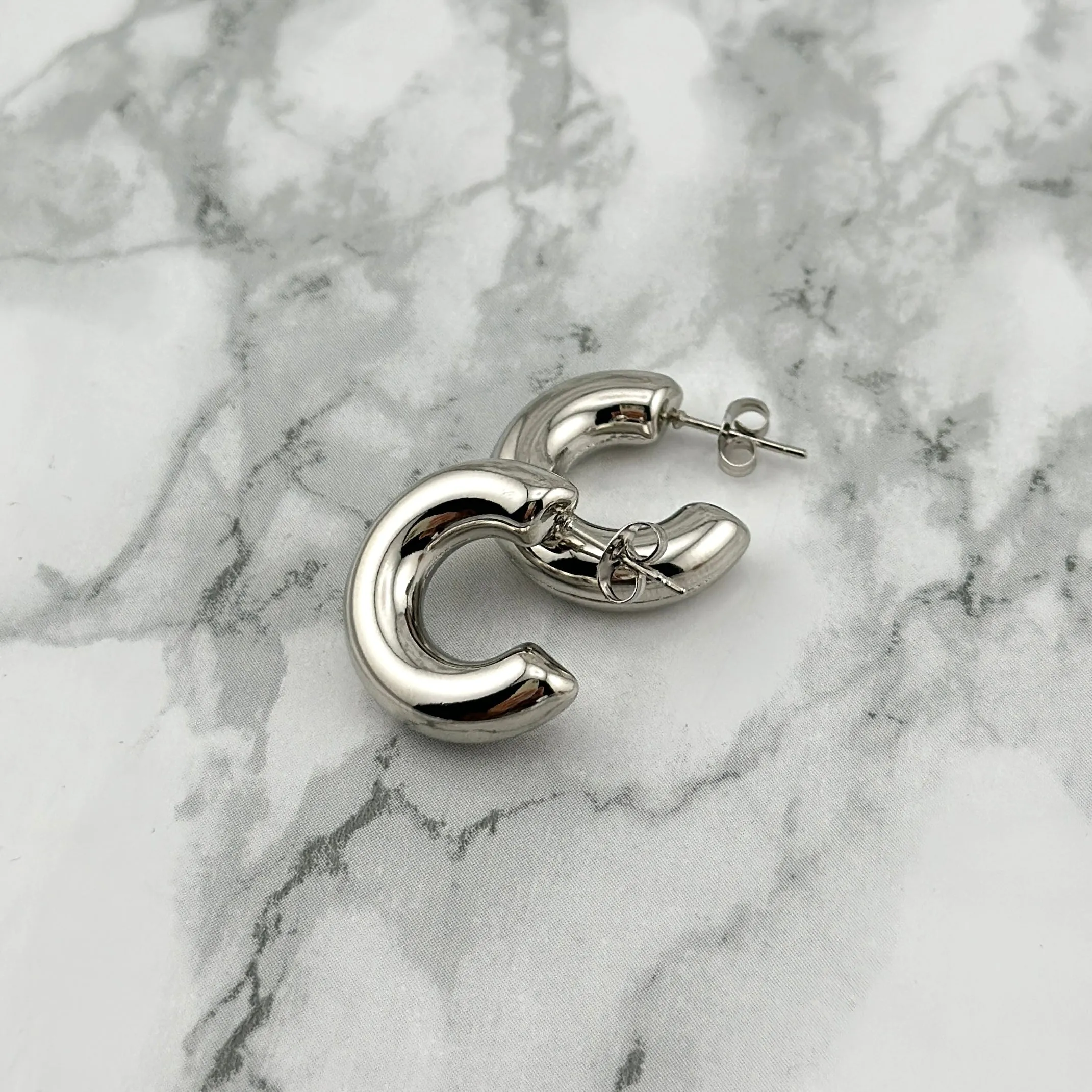 Silver Mini Chunk hoops