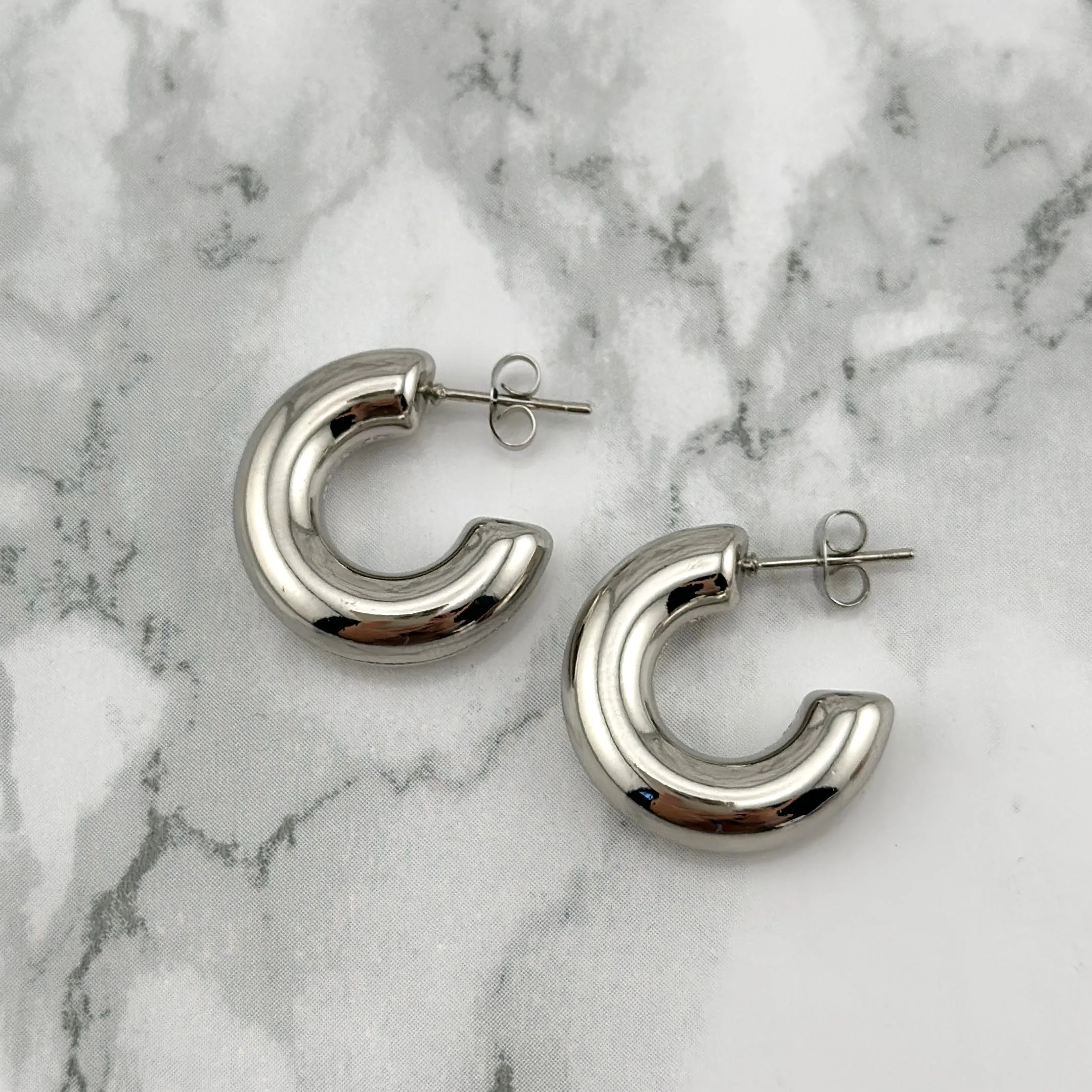 Silver Mini Chunk hoops