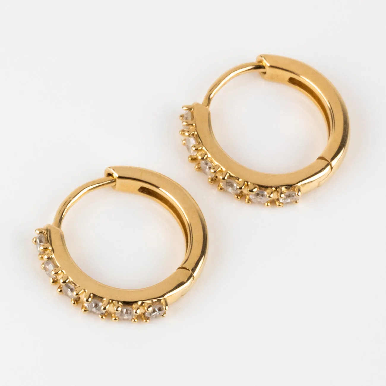 Solid Gold Diamond Huggie Hoops