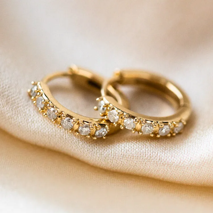 Solid Gold Diamond Huggie Hoops