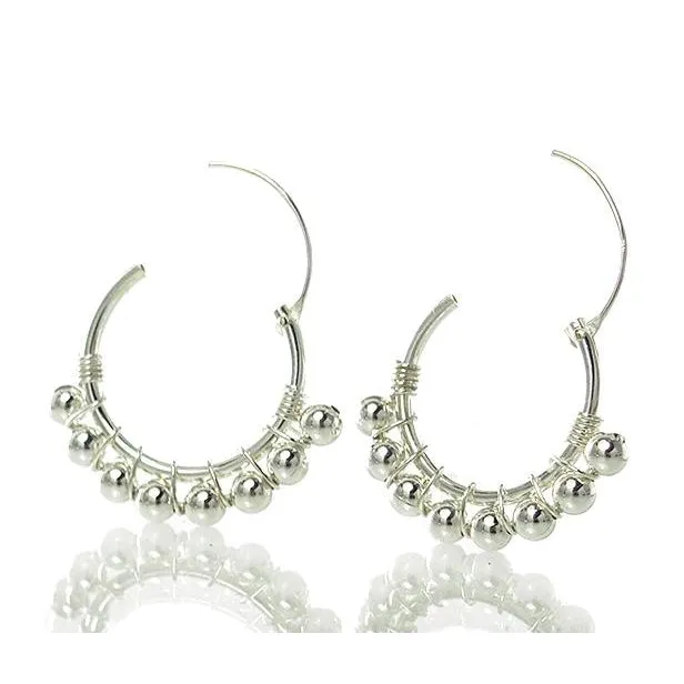 Sterling Silver Ball Hoop Earrings