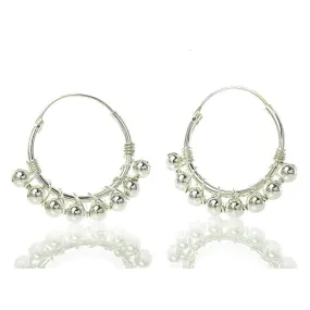 Sterling Silver Ball Hoop Earrings