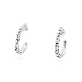 STERLING SILVER FACETED BEAD HOOP EARRINGS