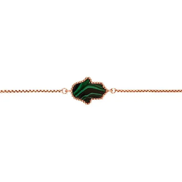 Sterling Silver Malachite Hamsa Bolo Bracelet