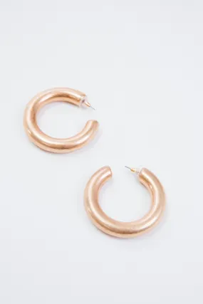 Thick Metal Hoop Earring, Worn Gold