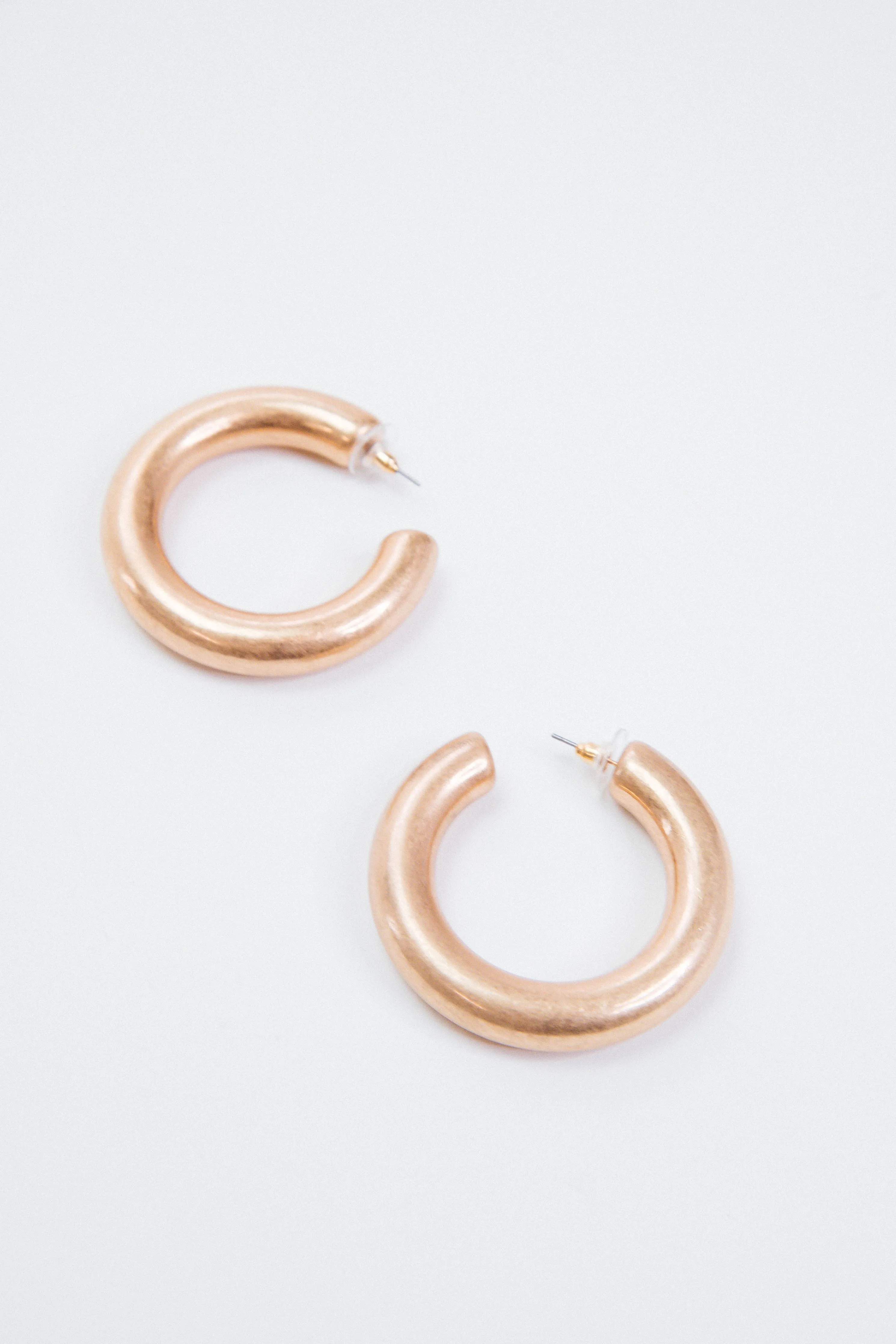 Thick Metal Hoop Earring, Worn Gold