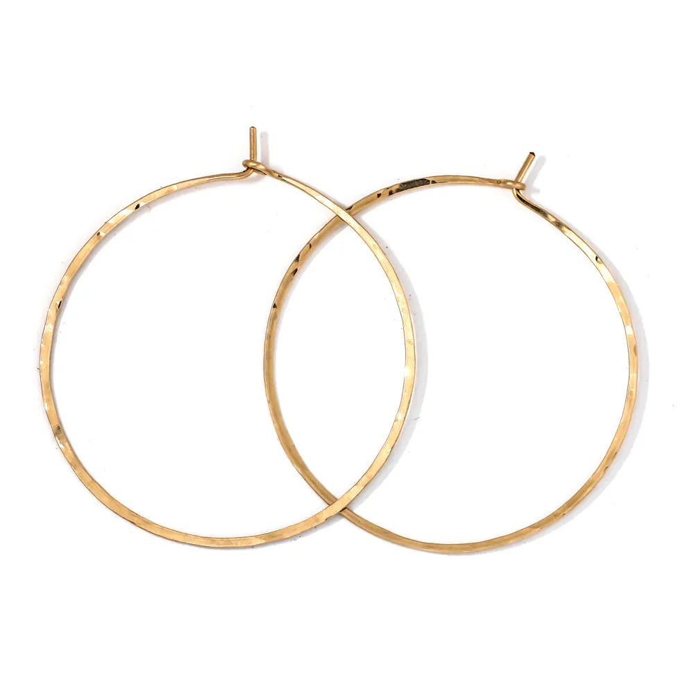 Thin Hoop Earrings in Solid 14K Gold