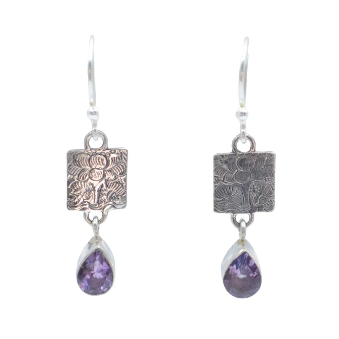 Tibetan Lotus Silver Earrings