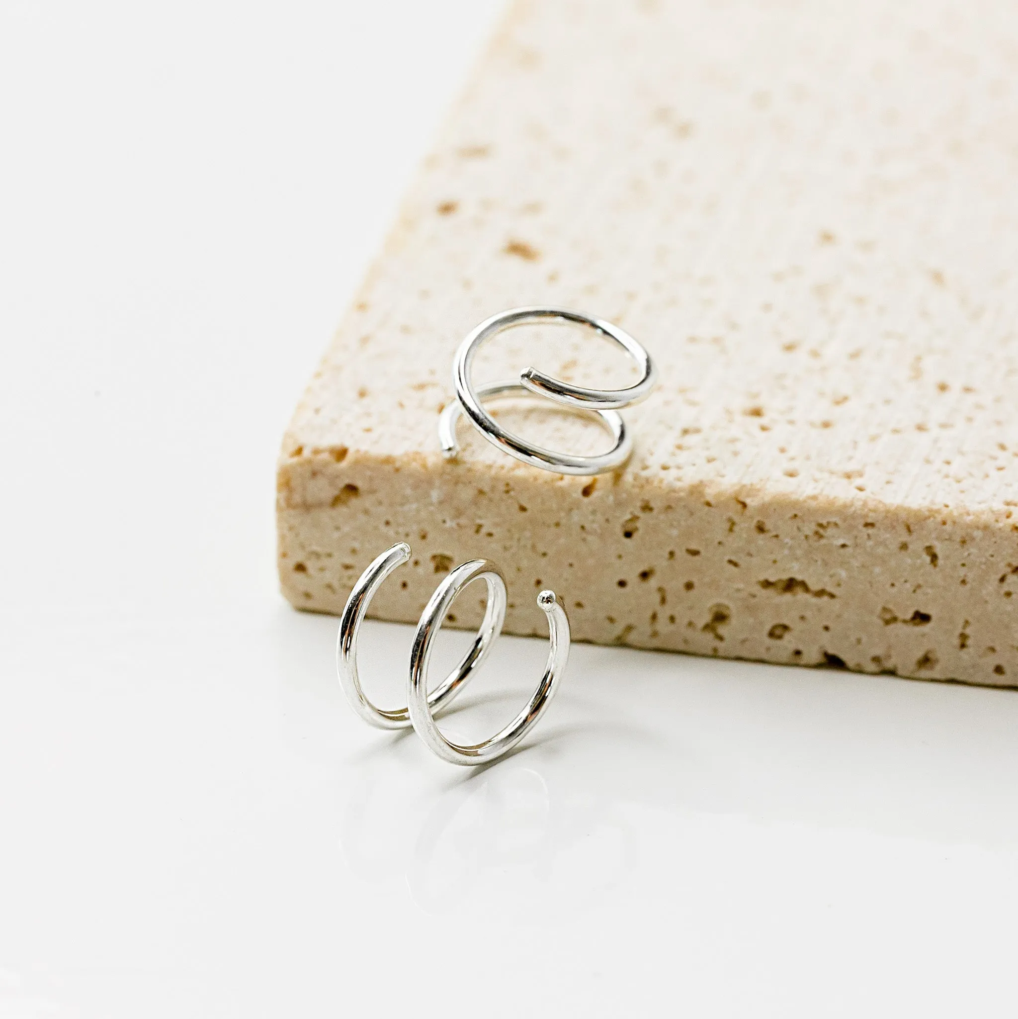 Tiny Twist Double Huggie Earrings Set