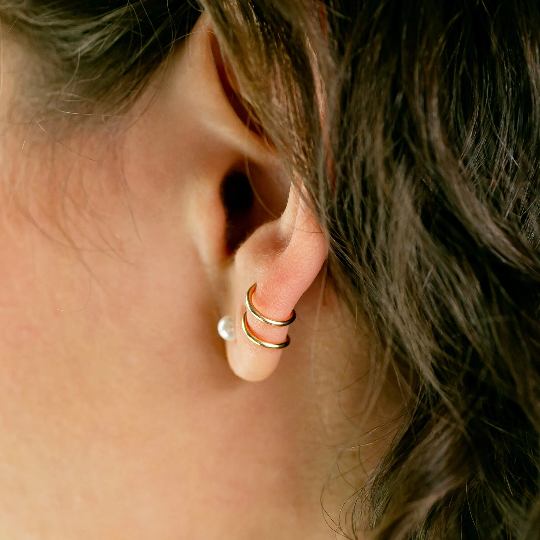 Tiny Twist Double Huggie Earrings Set