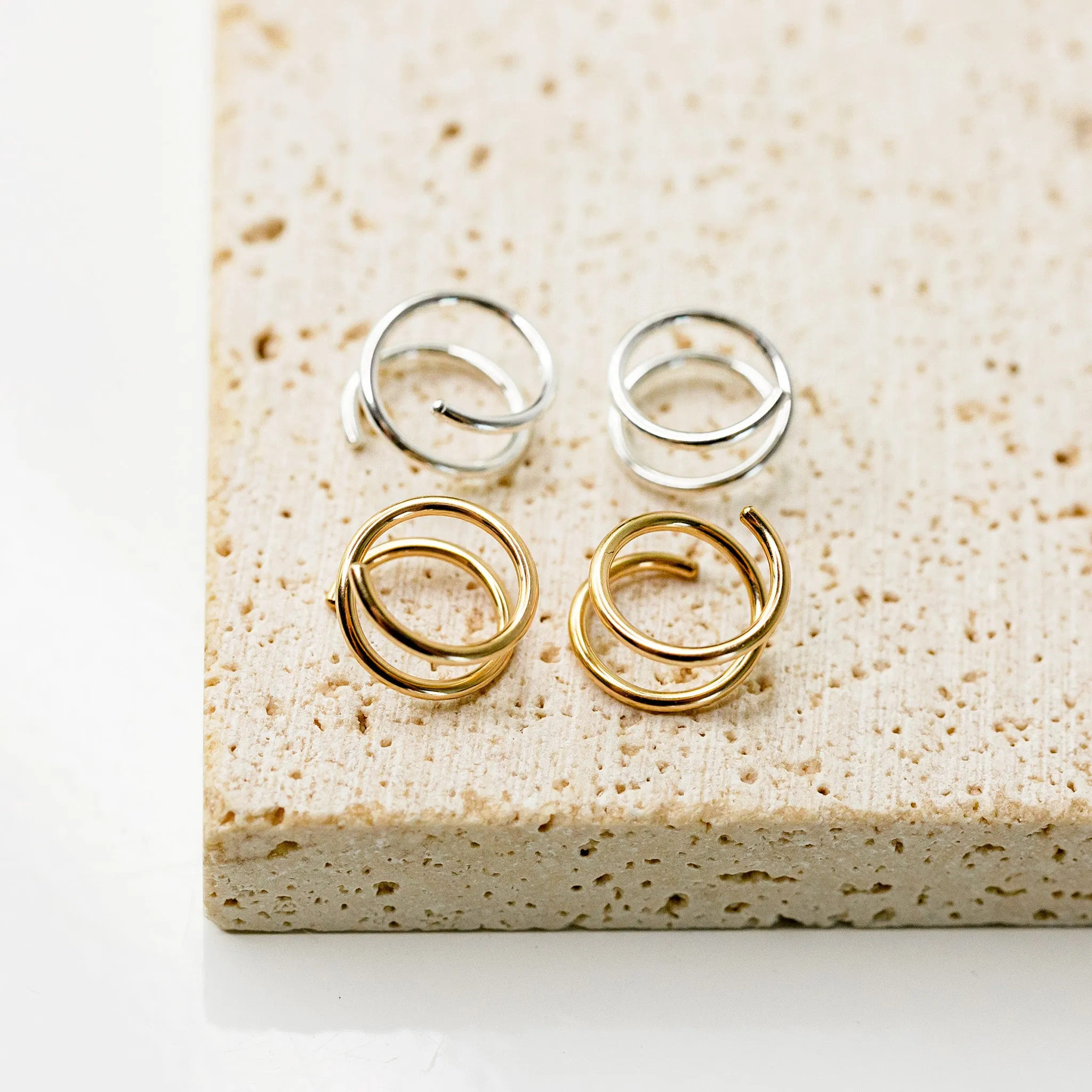 Tiny Twist Double Huggie Earrings Set