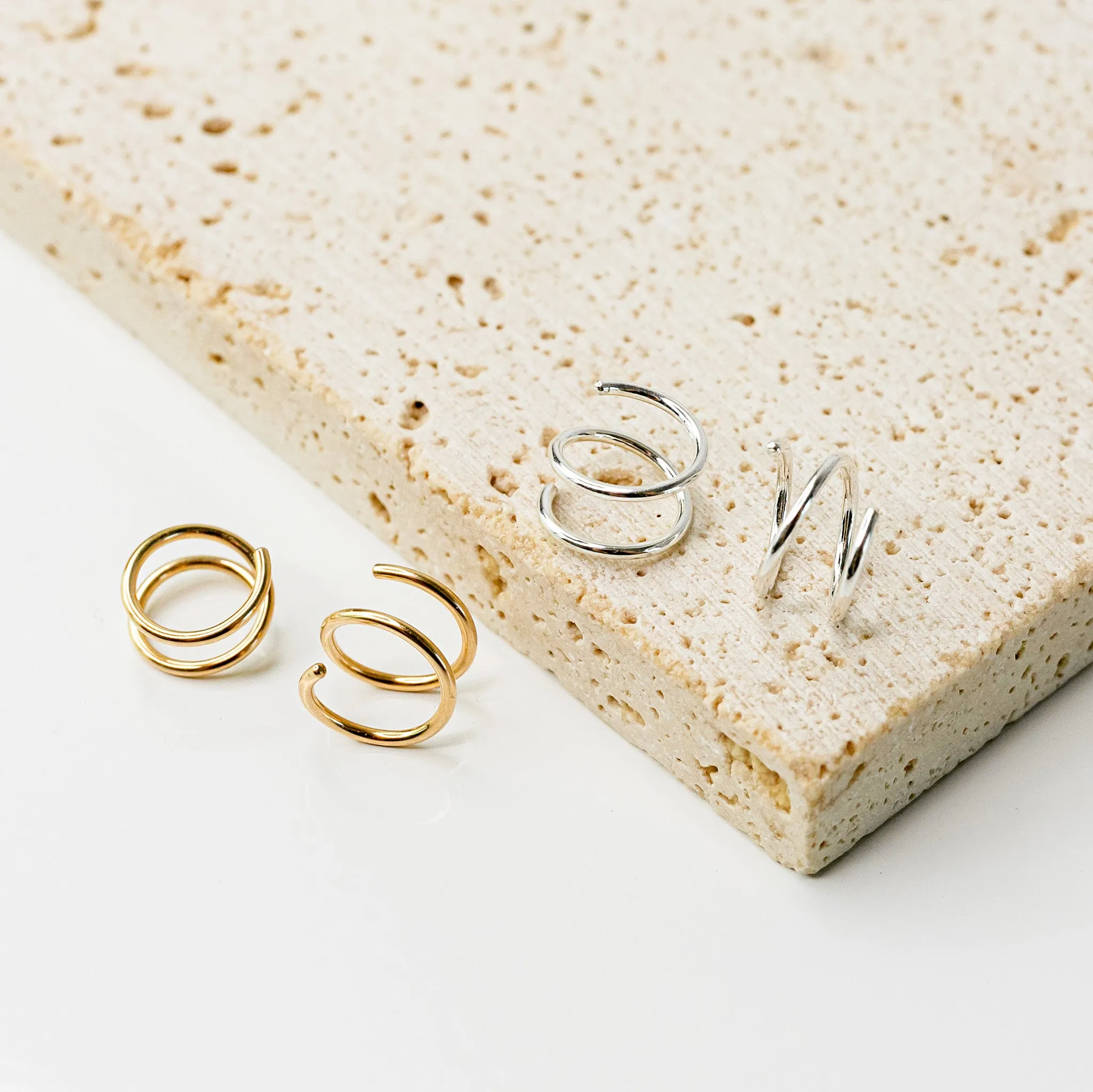 Tiny Twist Double Huggie Earrings Set