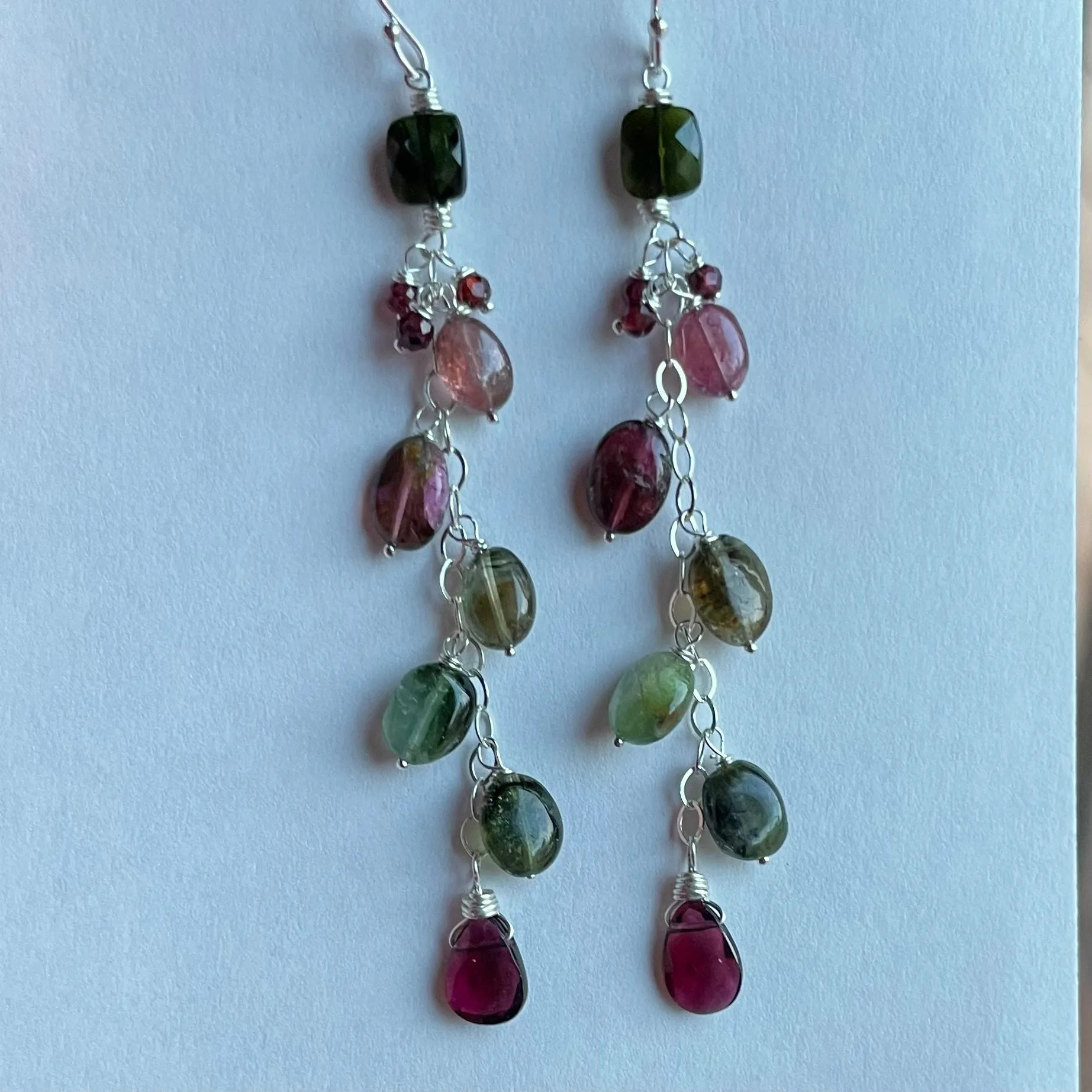 Tourmaline Cascade Earrings, OOAK