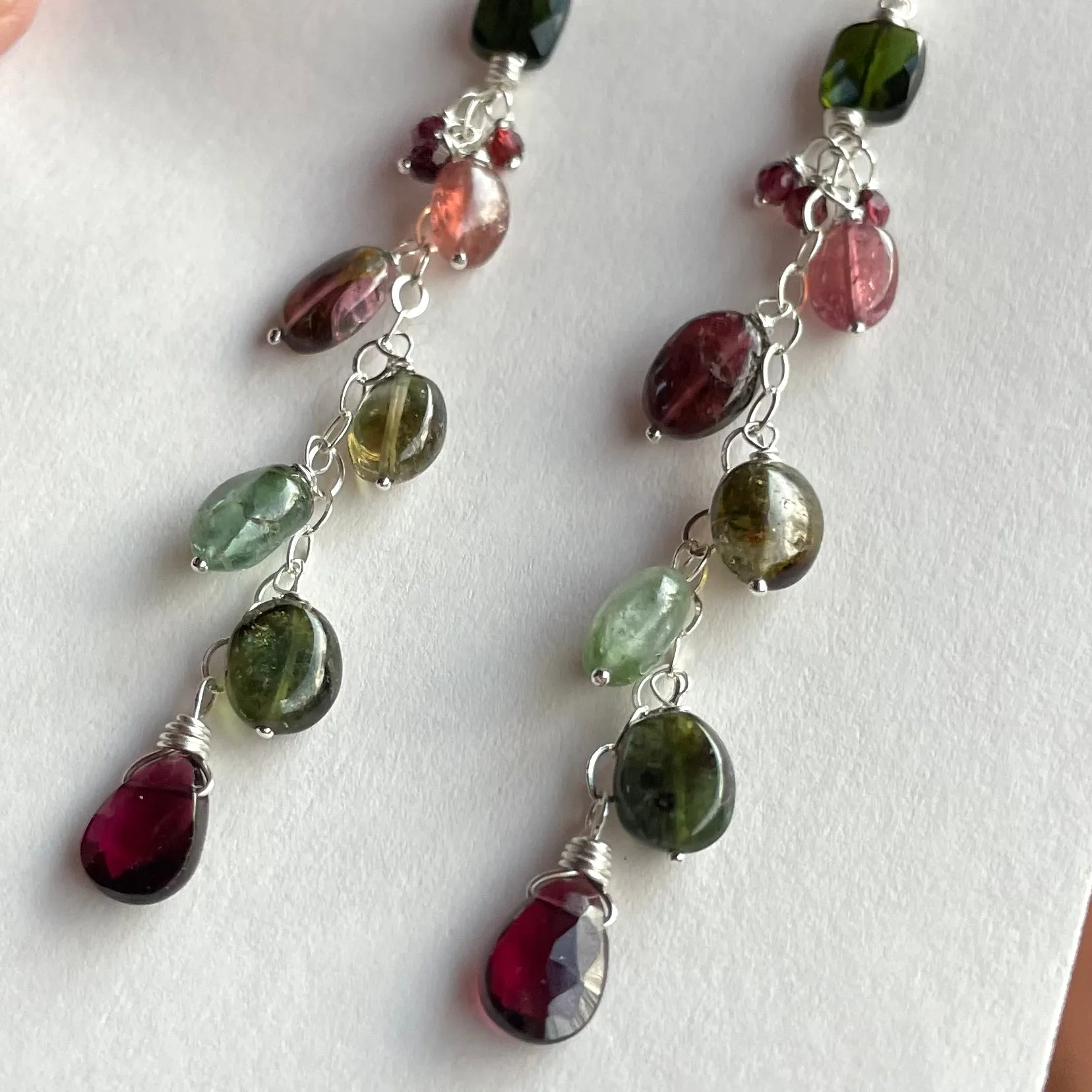 Tourmaline Cascade Earrings, OOAK