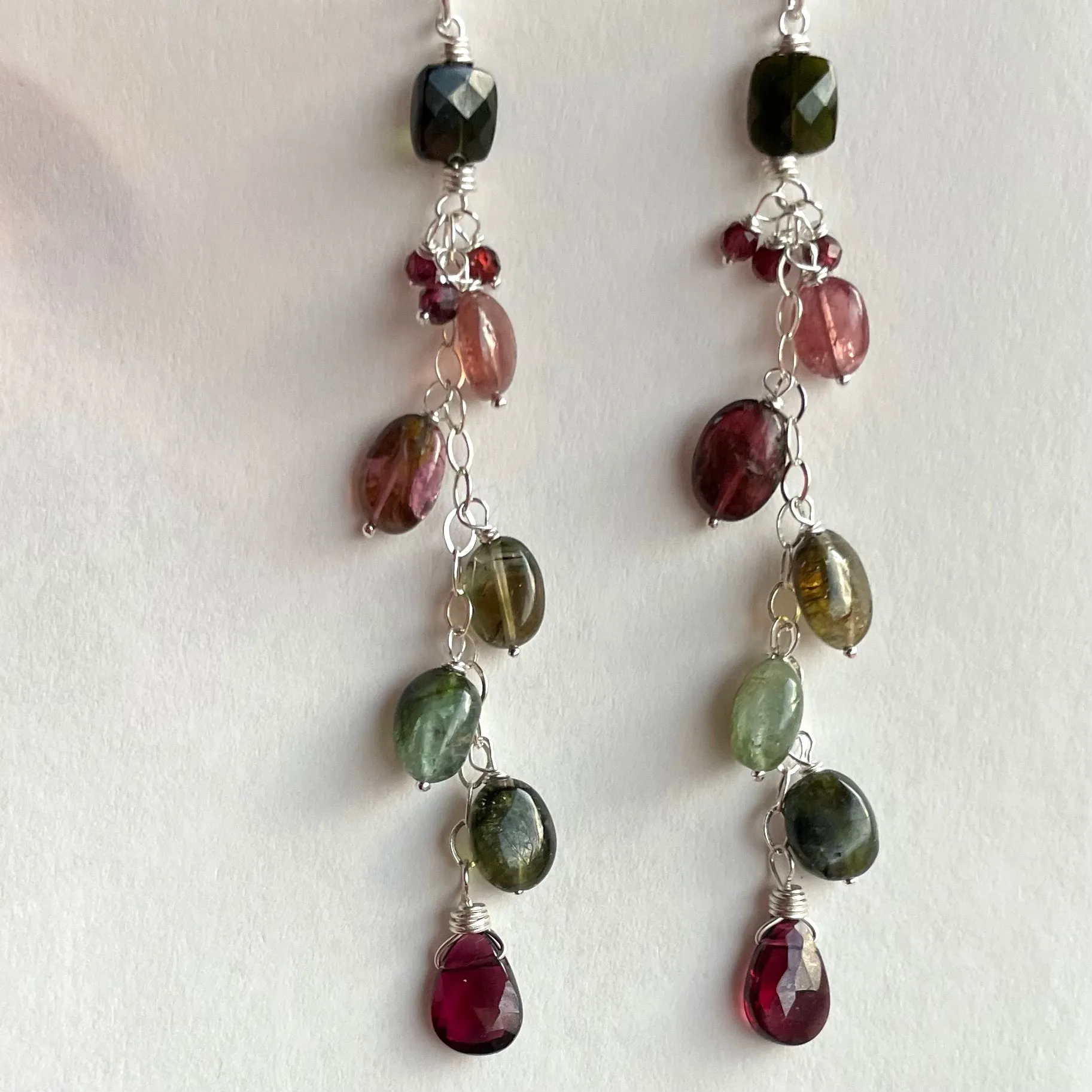 Tourmaline Cascade Earrings, OOAK