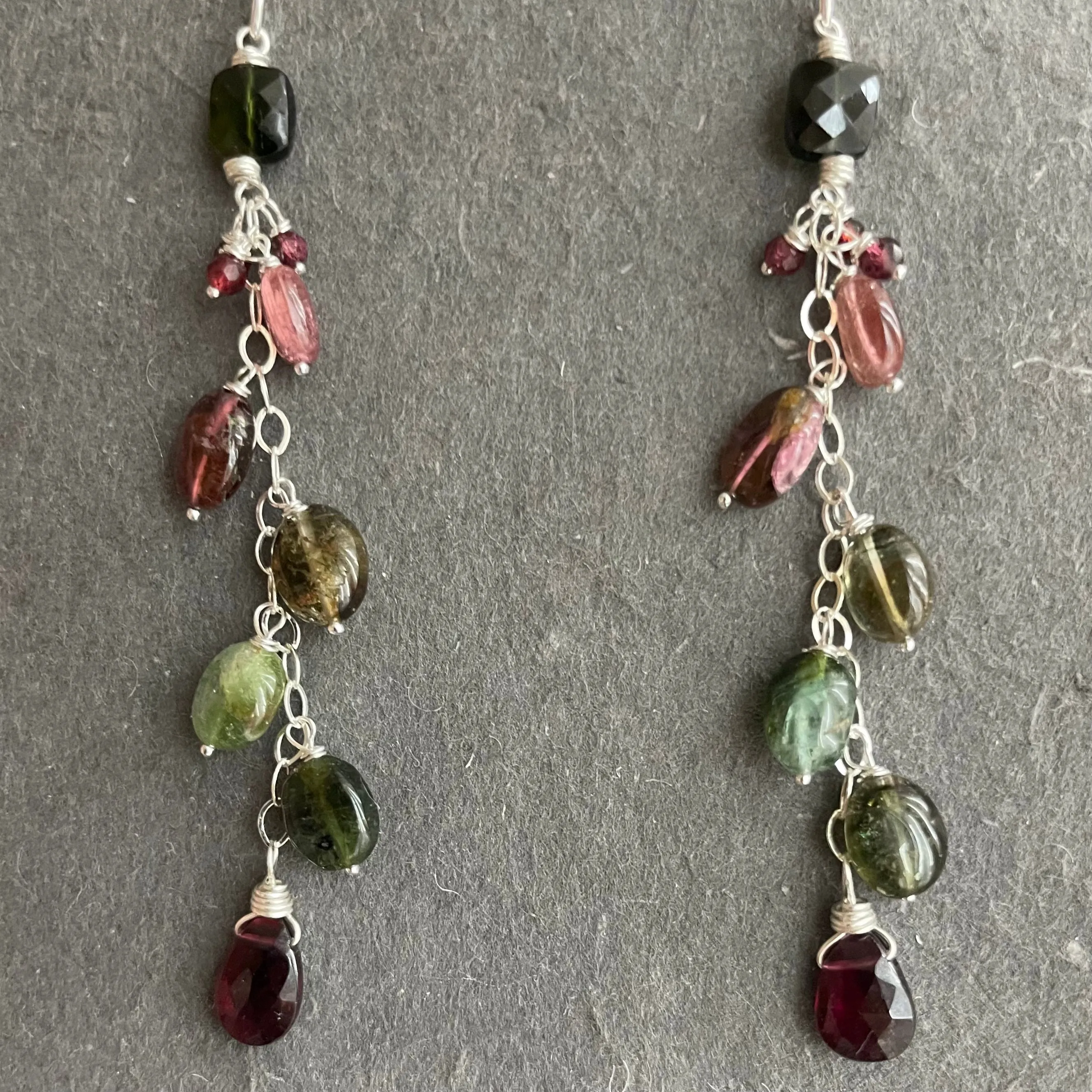 Tourmaline Cascade Earrings, OOAK