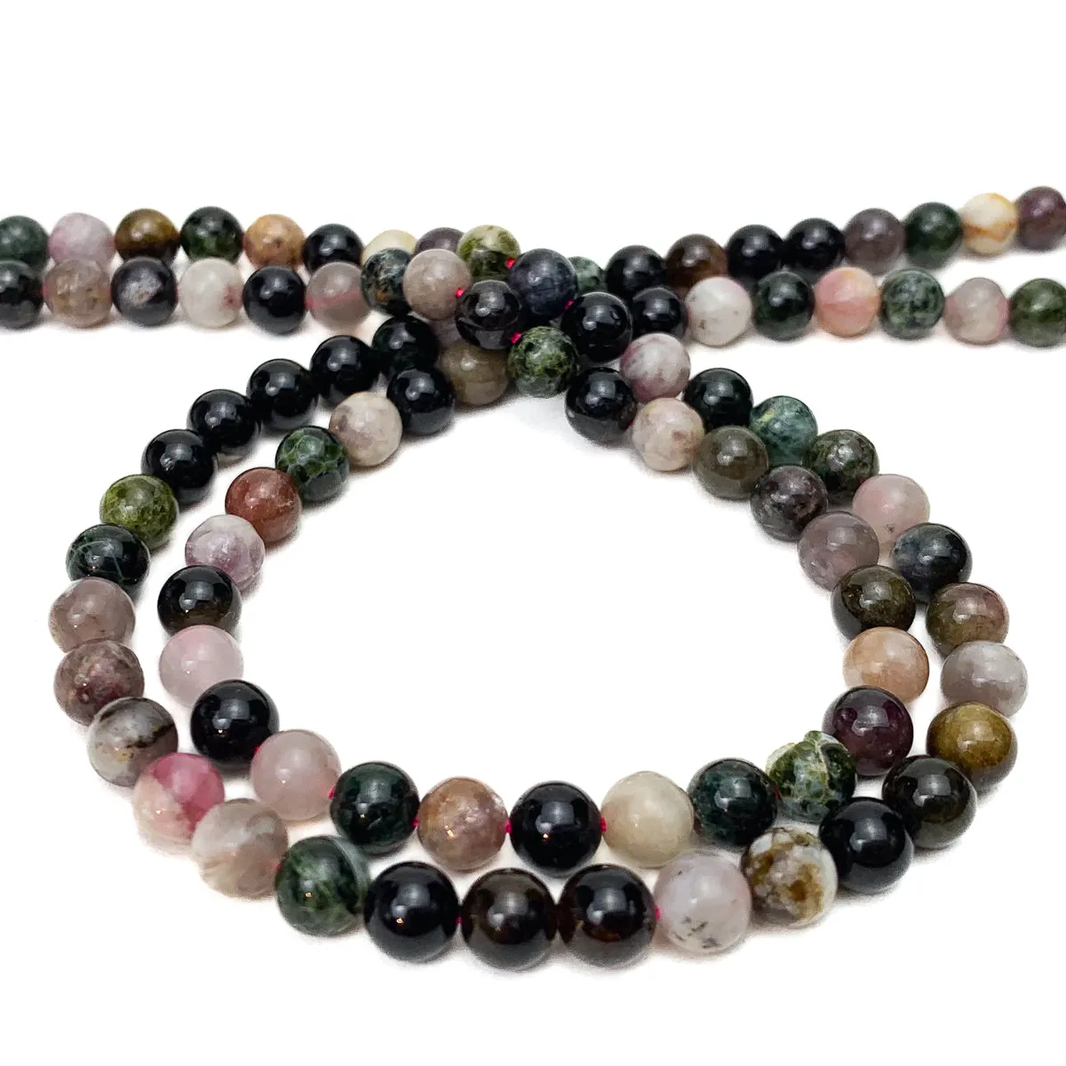 Tourmaline Multi 6mm Smooth Rounds Bead Strand