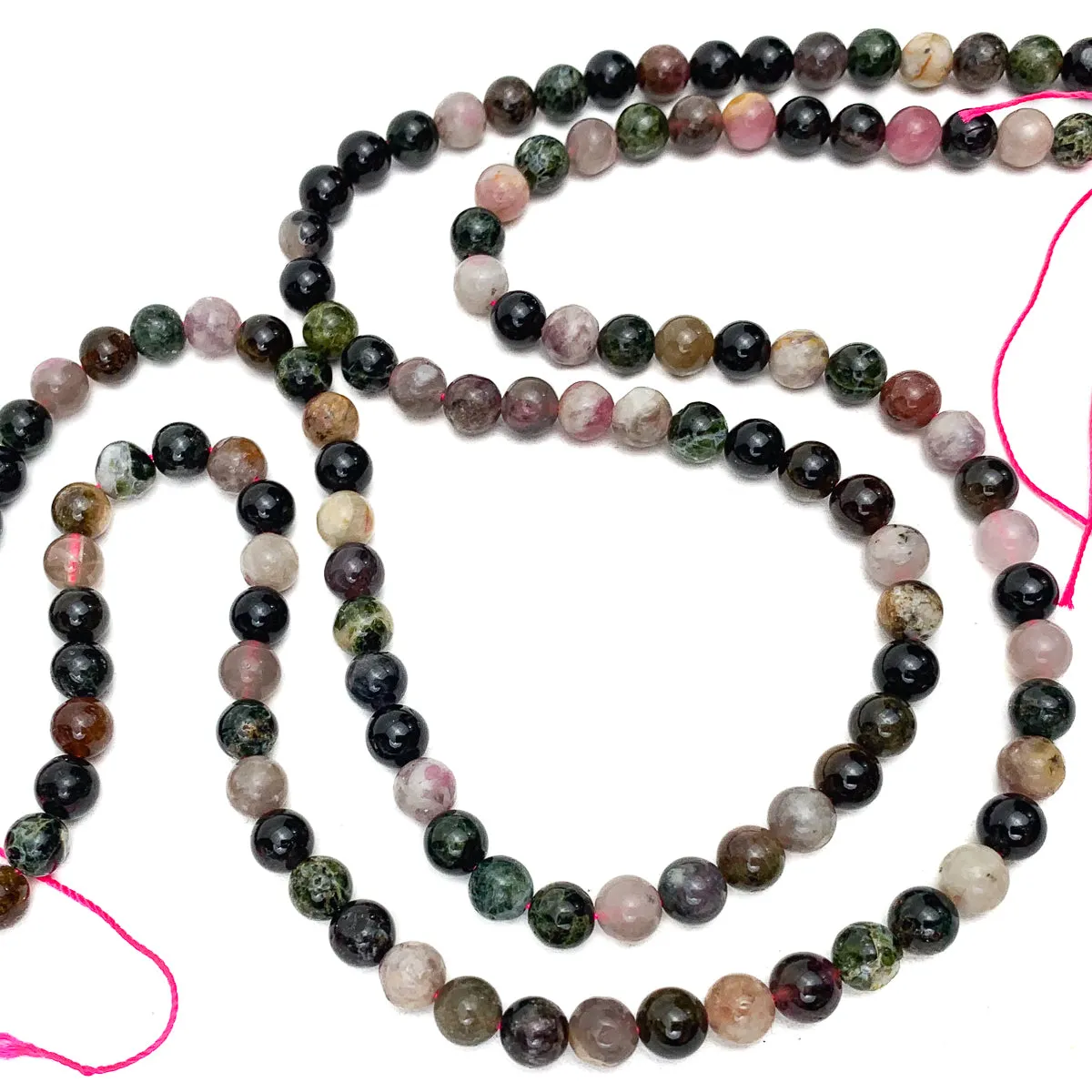 Tourmaline Multi 6mm Smooth Rounds Bead Strand