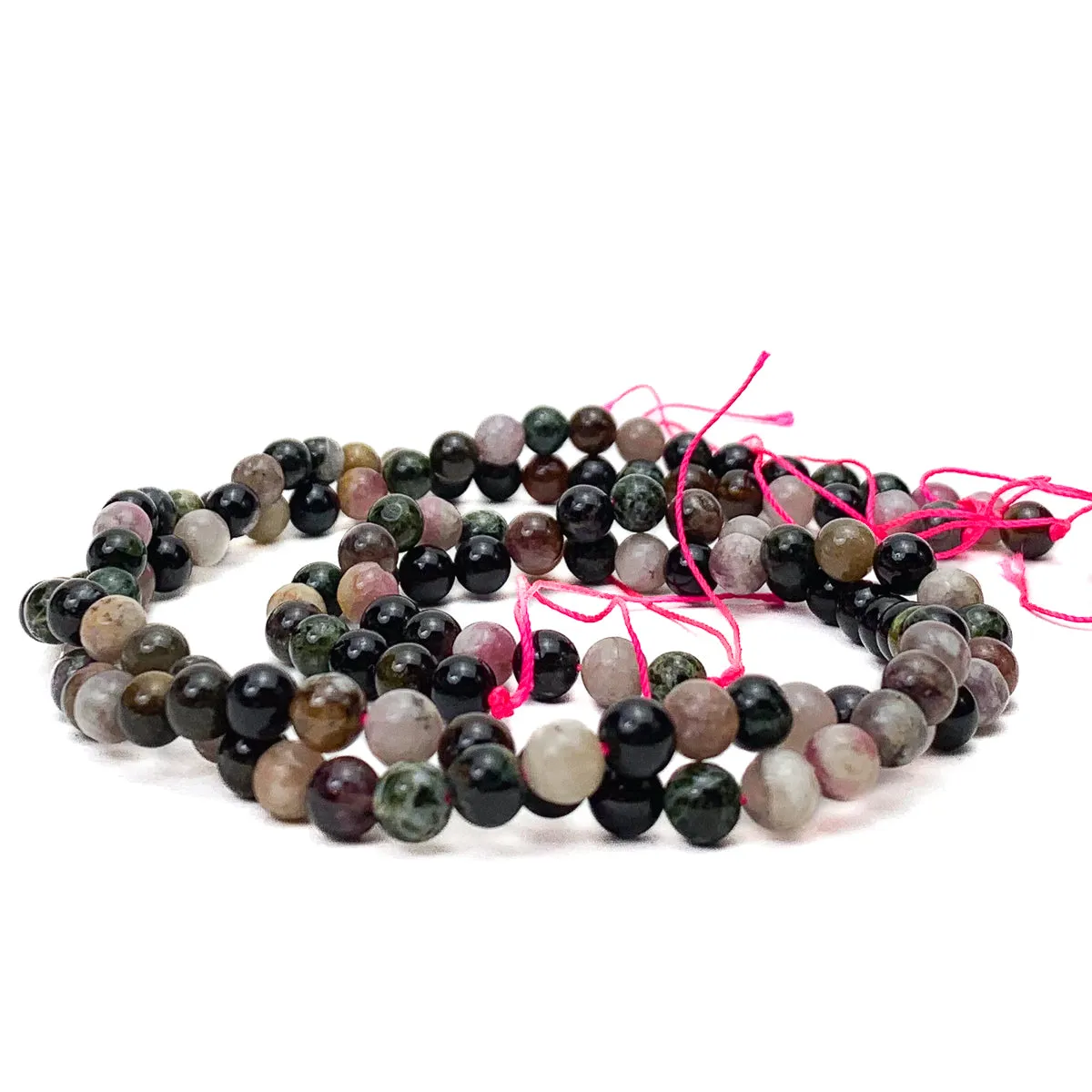 Tourmaline Multi 6mm Smooth Rounds Bead Strand