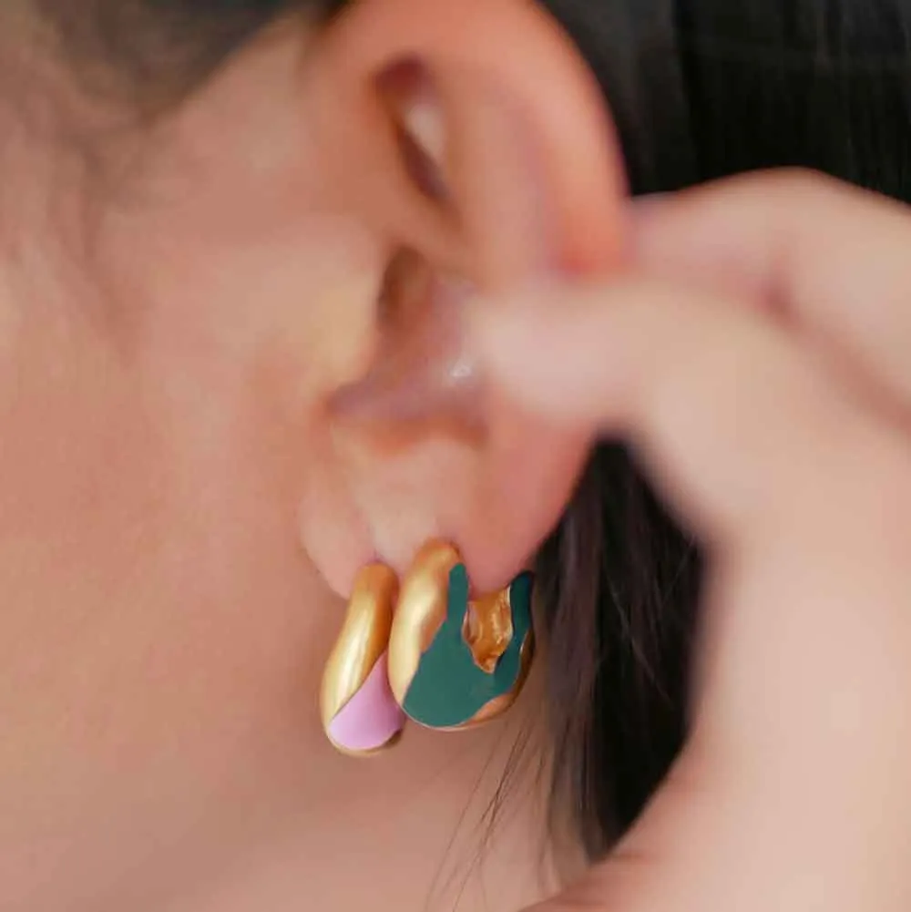 Traces of Enamel Amelia Hoop Earrings