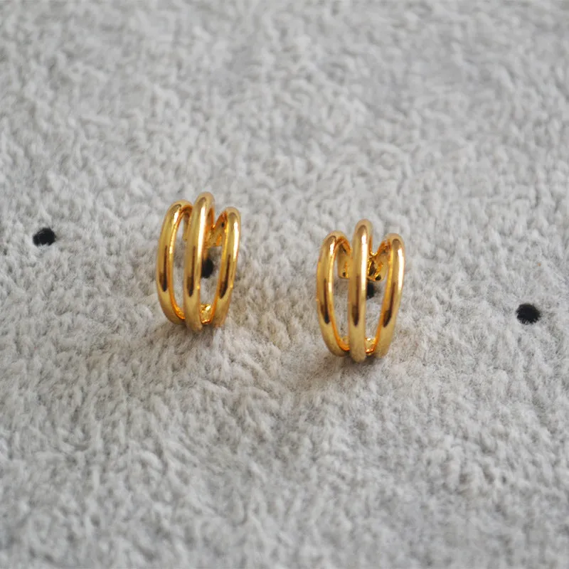 Triple C-Shape Hoop Earrings