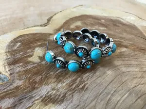 Turquoise Stone Hoop Earrings