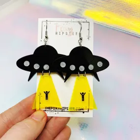 UFO Take Me Dangle Earrings Fluorescent Yellow