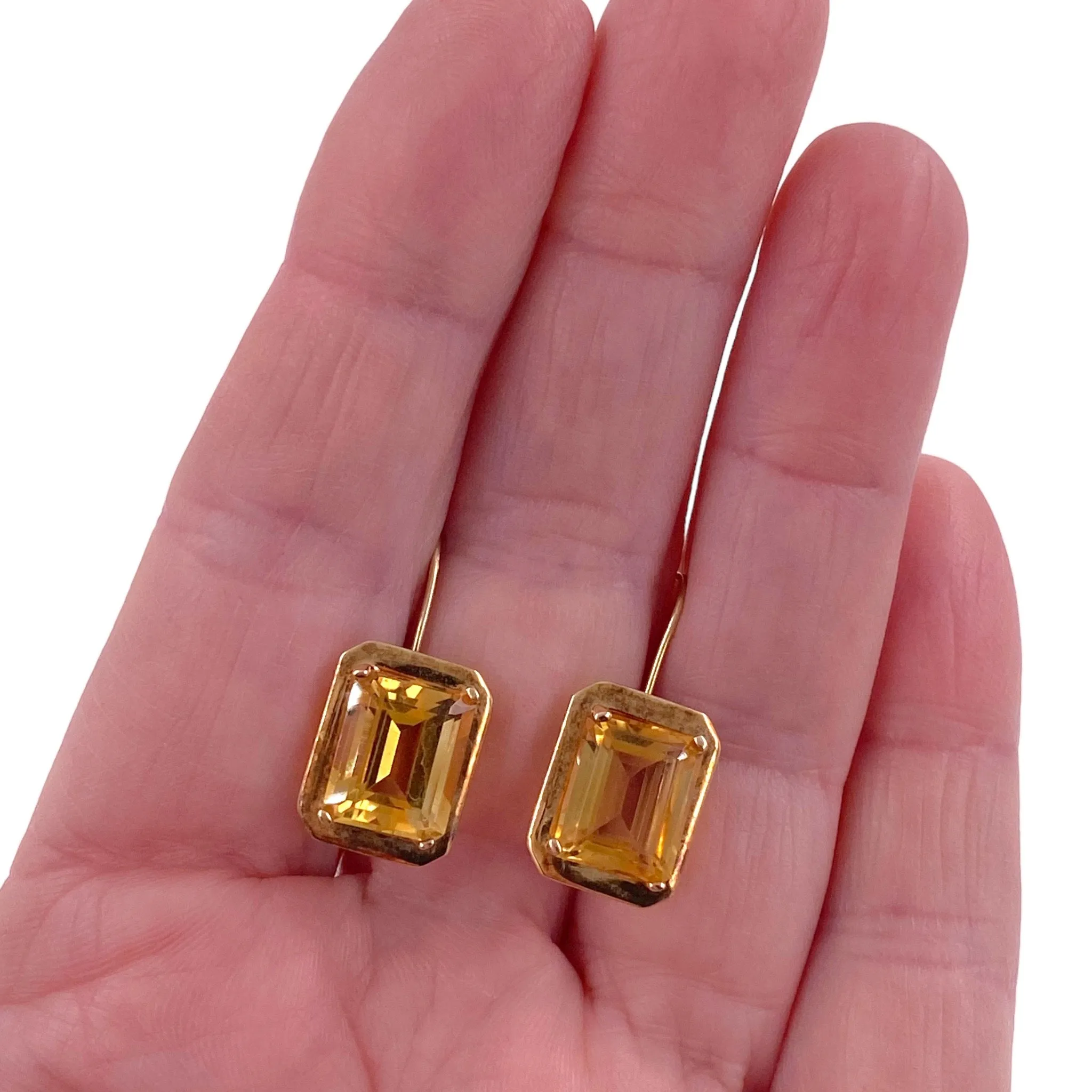 Vintage 14K Yellow Gold Citrine Earrings