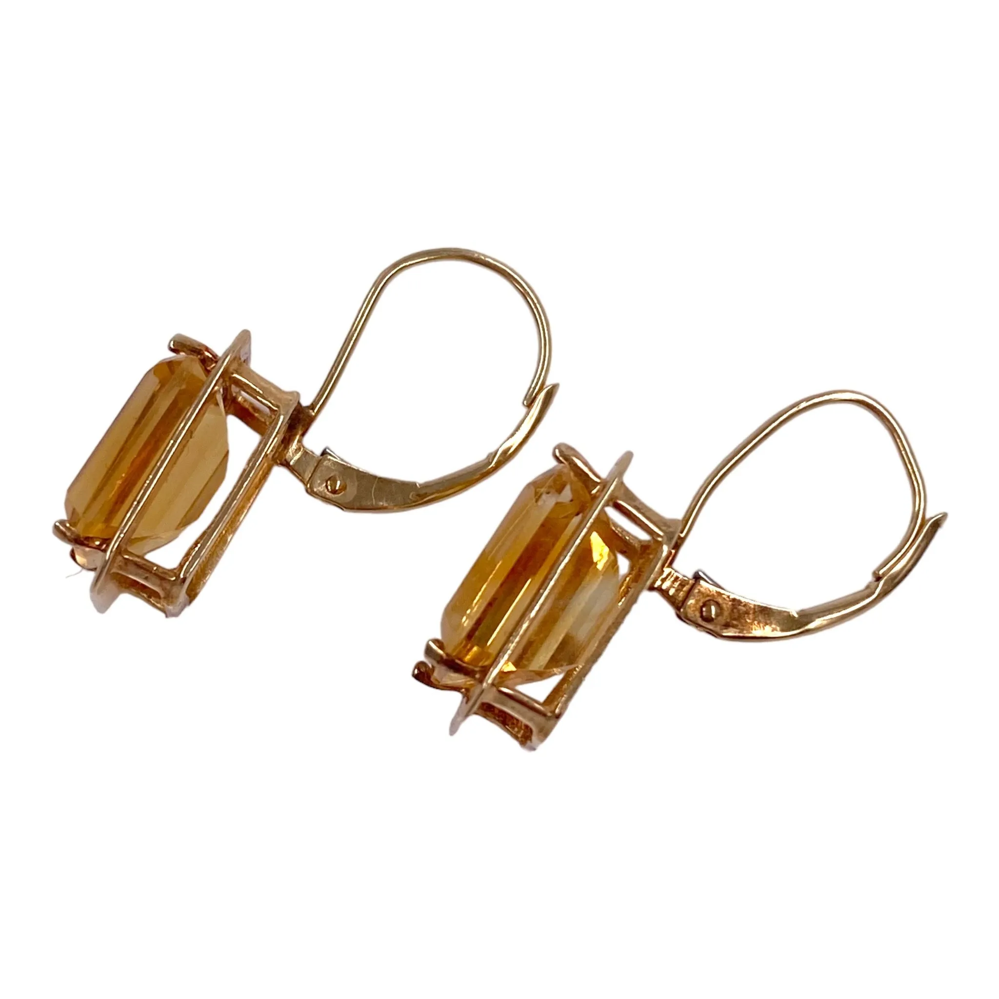 Vintage 14K Yellow Gold Citrine Earrings