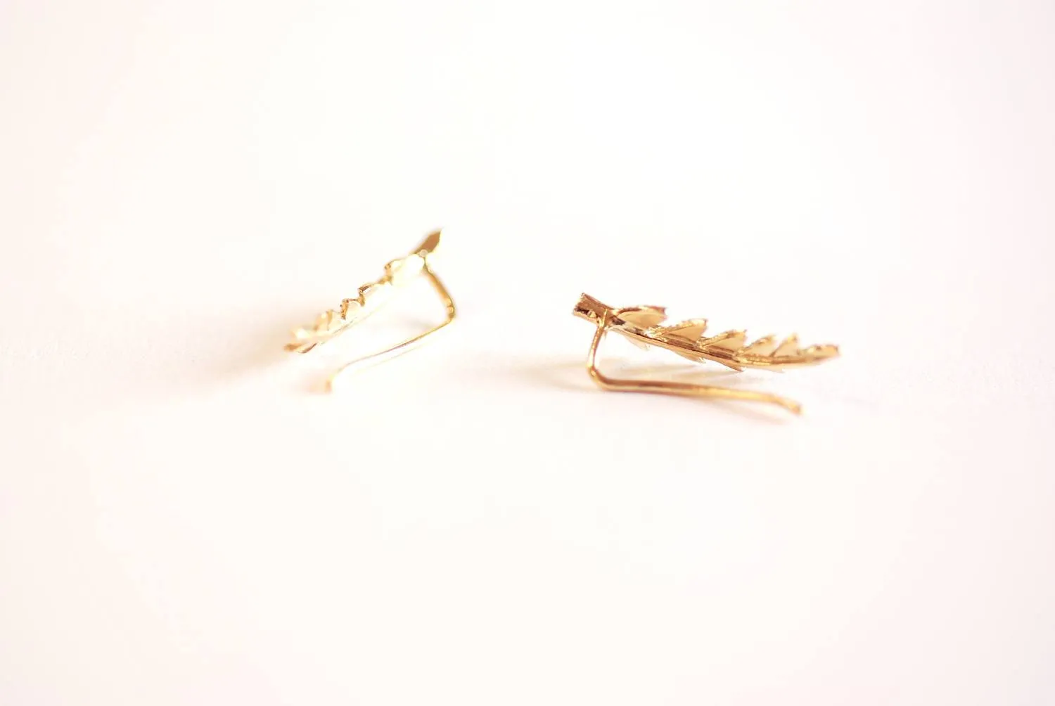 Wholesale Shiny Gold Leaf Ear Climber- Gold Leaf Ear Cuff, Leaf Earrings Ear Crawler, Gold Ear Climber, Ear Jacket, Leaves Ear Climber Crawler, Jacket