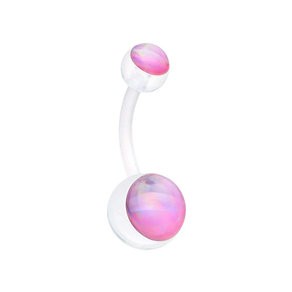 WildKlass Jewelry Hologram Bio Flexible Shaft Acrylic Ball Belly Button Ring