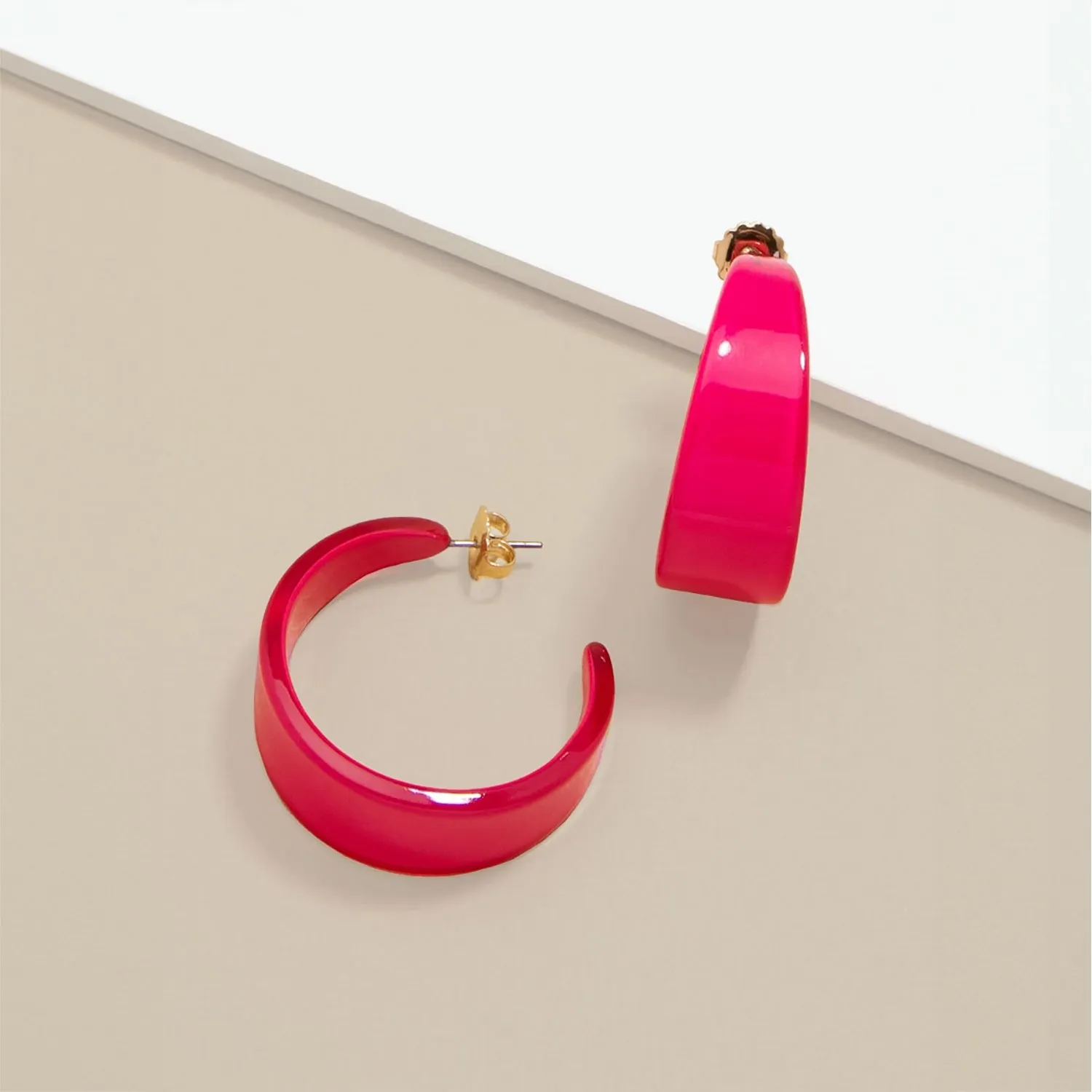 Zenzi Resin Hoop Earrings Red